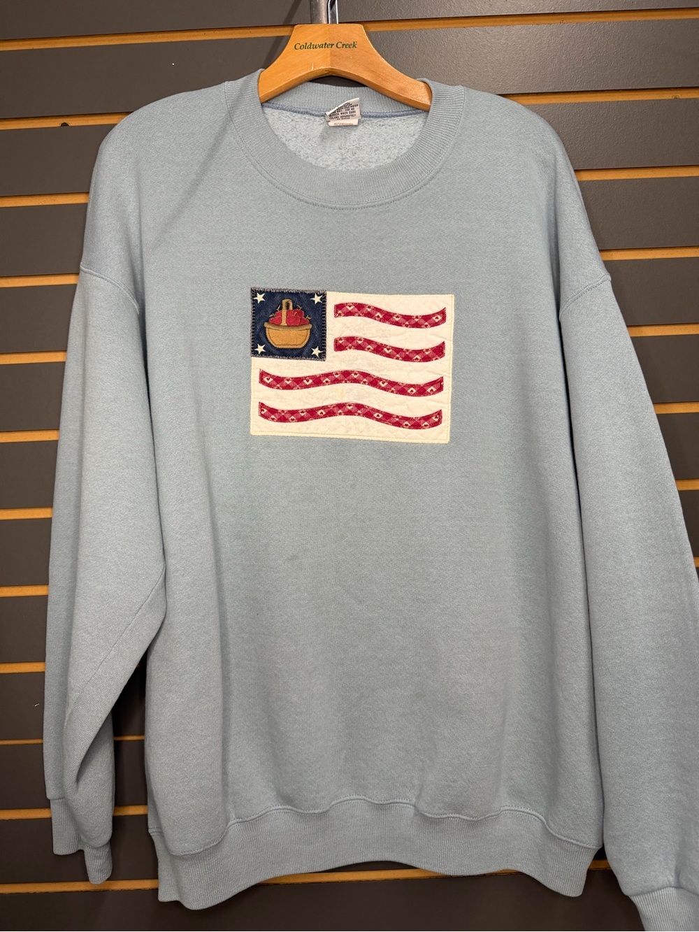 Vintage American flag patchwork crew neck sweatshirt
